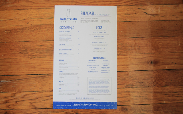 Buttermilk Kitchen menu